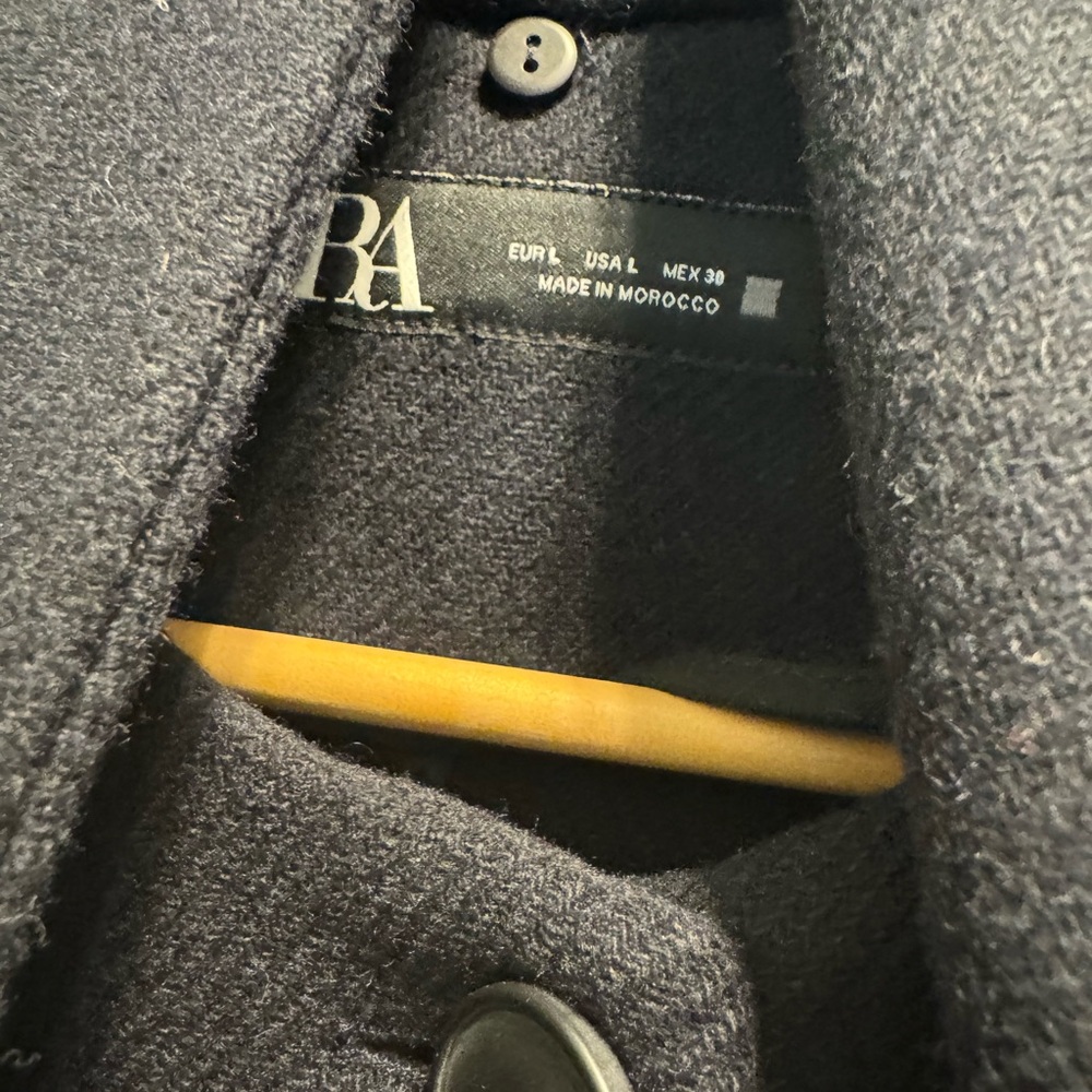 ZARA WOOL BLEND SCARF COAT In Navy - Picture 10 of 15